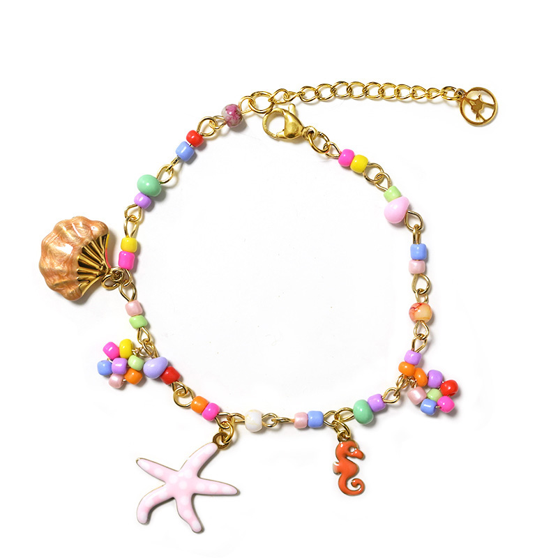 BRACCIALE CON PERLINE COLORATE E CHARMS MARINI - YNK25944C521