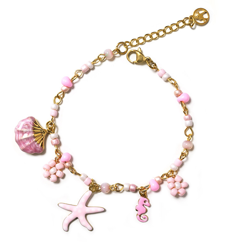 BRACCIALE CON PERLINE COLORATE E CHARMS MARINI - YNK25944C521