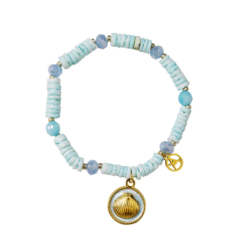 BRACCIALE ELASTICO CON PERLINE E CIONDOLO CONCHIGLIA - YY2580C650