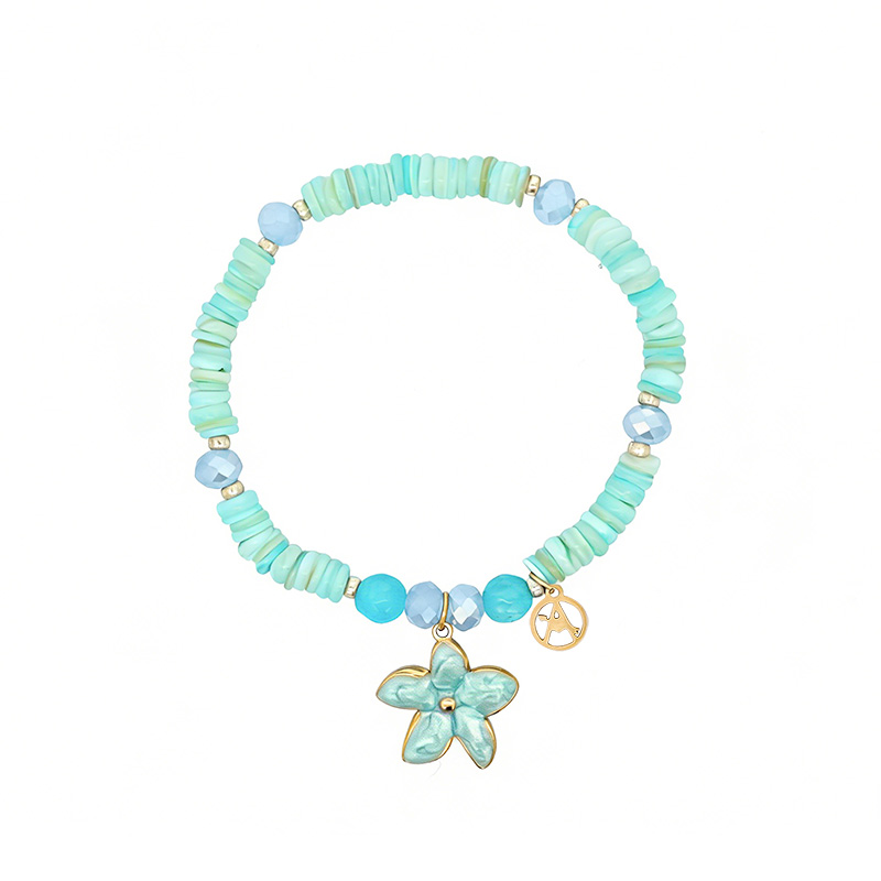 BRACCIALE ELASTICO CON PERLINE E CIONDOLO FIORE - YY2580C651