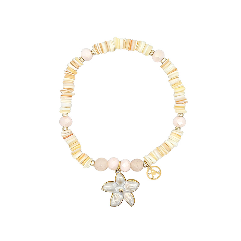 BRACCIALE ELASTICO CON PERLINE E CIONDOLO FIORE - YY2580C651