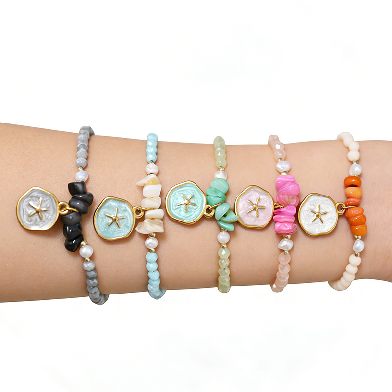 BRACCIALE REGOLABILE CON PERLINE E CIONDOLO STELLA MARINA - YY2580C652