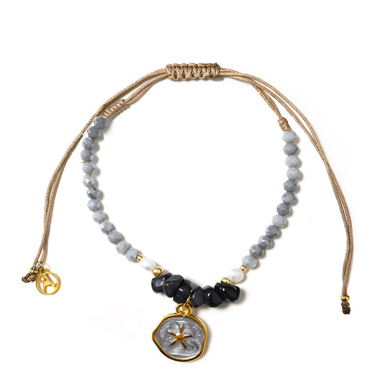 BRACCIALE REGOLABILE CON PERLINE E CIONDOLO STELLA MARINA - YY2580C652