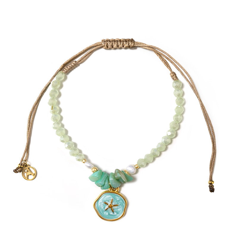 BRACCIALE REGOLABILE CON PERLINE E CIONDOLO STELLA MARINA - YY2580C652