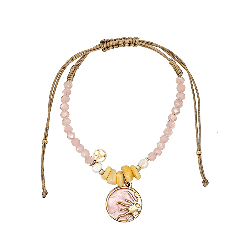 BRACCIALE REGOLABILE CON PERLINE E CIONDOLO SOLE - YY2580C653