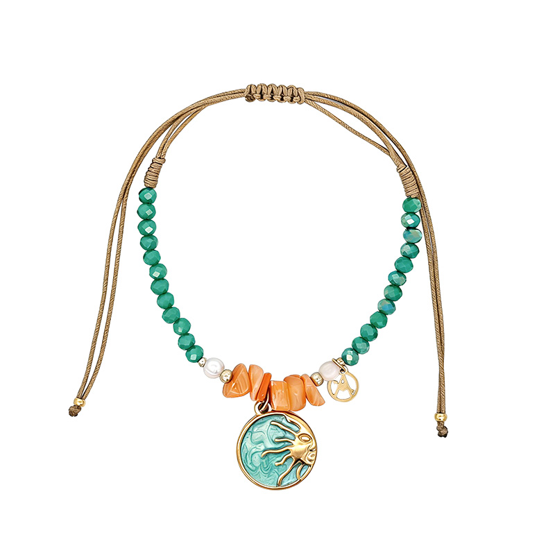 BRACCIALE REGOLABILE CON PERLINE E CIONDOLO SOLE - YY2580C653