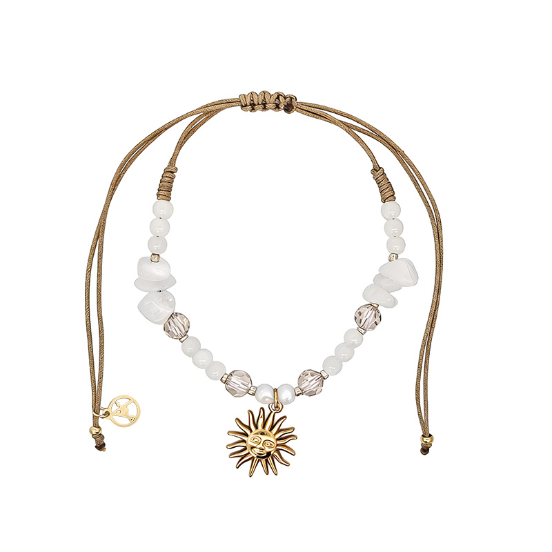 BRACCIALE REGOLABILE CON PERLINE E CIONDOLO SOLE - YY2580C654