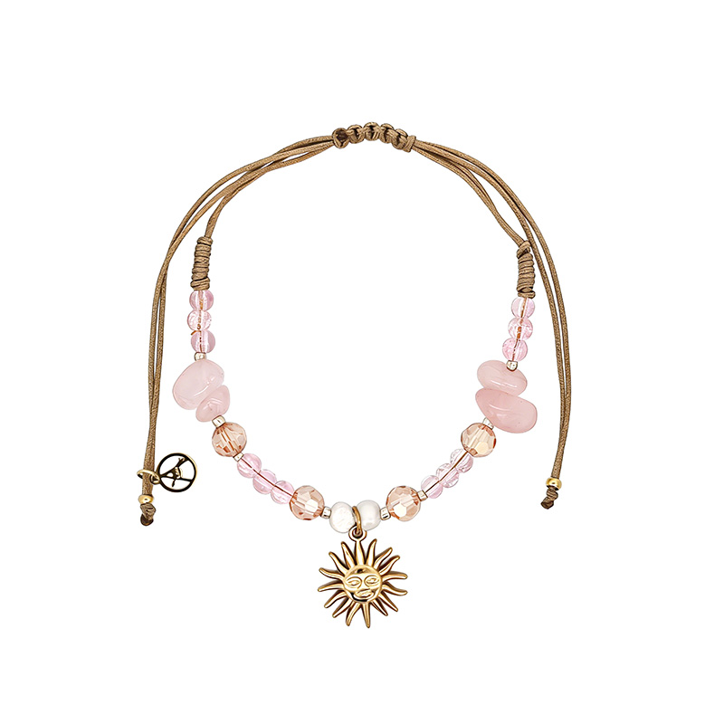 BRACCIALE REGOLABILE CON PERLINE E CIONDOLO SOLE - YY2580C654