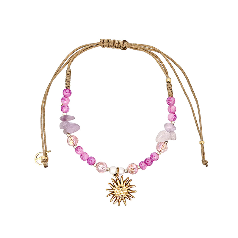 BRACCIALE REGOLABILE CON PERLINE E CIONDOLO SOLE - YY2580C654