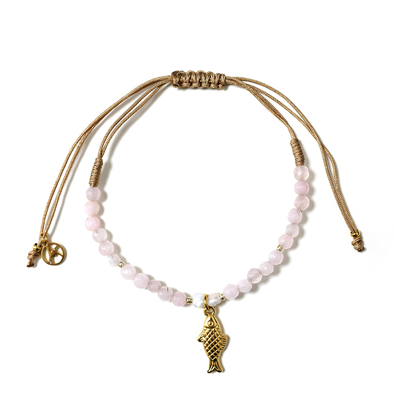 BRACCIALE REGOLABILE CON PERLINE E CIONDOLO PESCE - YY2580C655