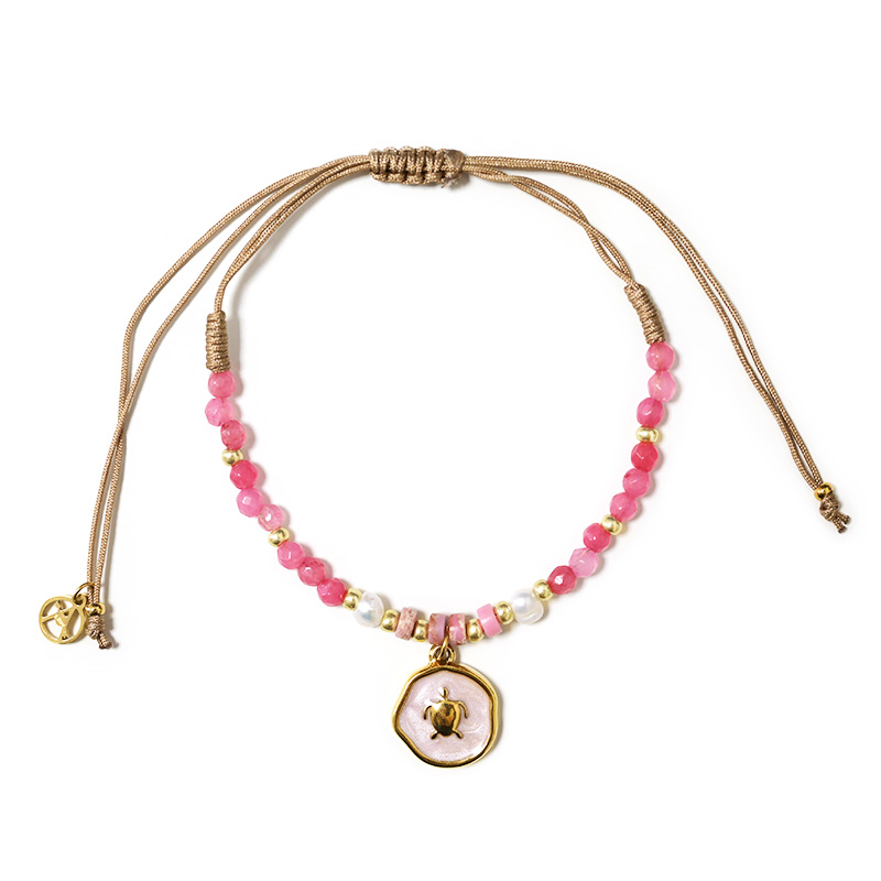 BRACCIALE REGOLABILE CON PERLINE E CIONDOLO TARTARUGA - YY2580C656