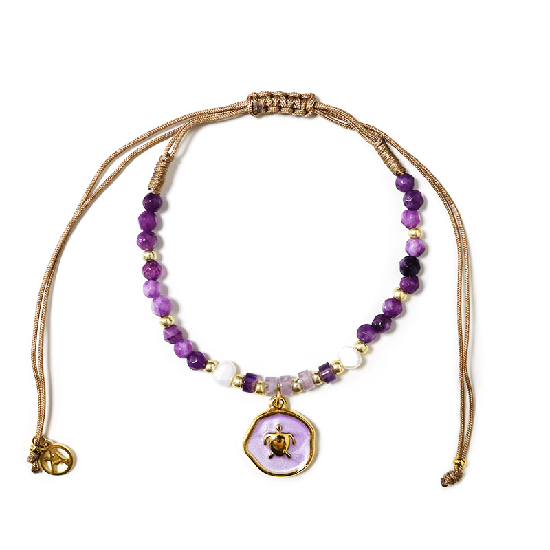 BRACCIALE REGOLABILE CON PERLINE E CIONDOLO TARTARUGA - YY2580C656