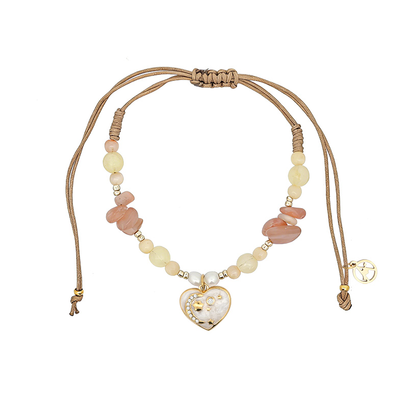 BRACCIALE REGOLABILE CON PERLINE E CIONDOLO CUORE - YY2580C657