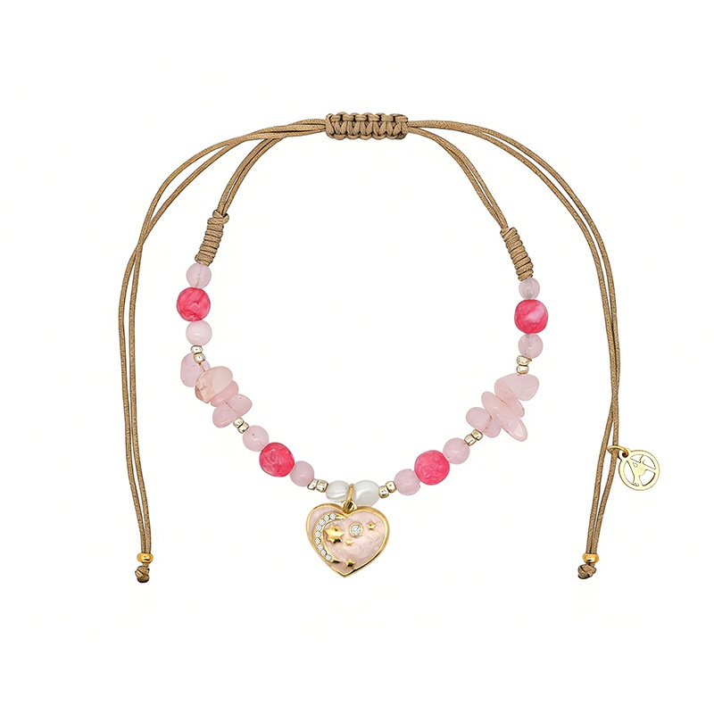 BRACCIALE REGOLABILE CON PERLINE E CIONDOLO CUORE - YY2580C657