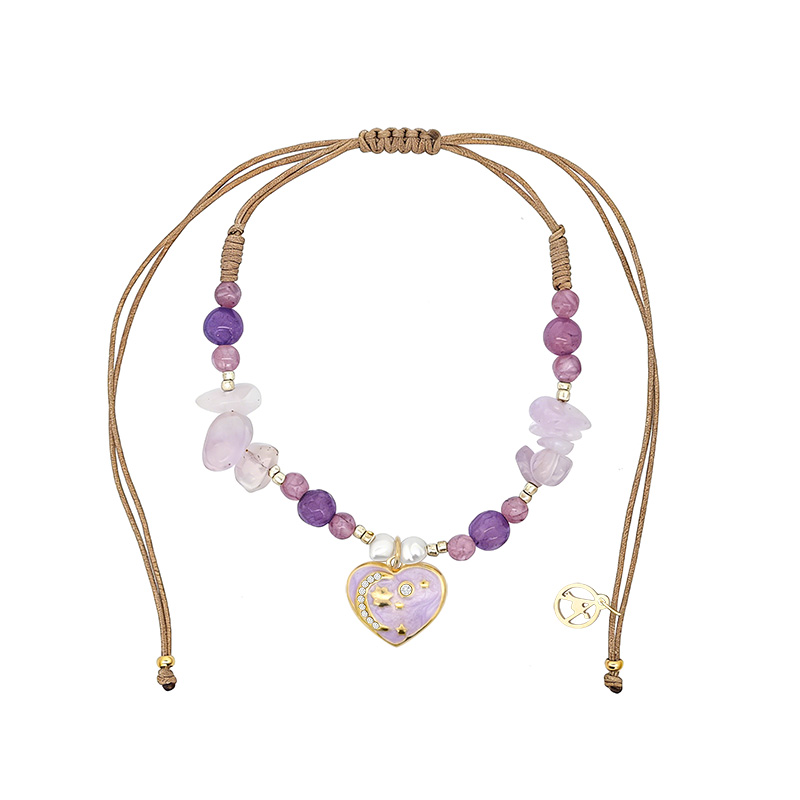 BRACCIALE REGOLABILE CON PERLINE E CIONDOLO CUORE - YY2580C657