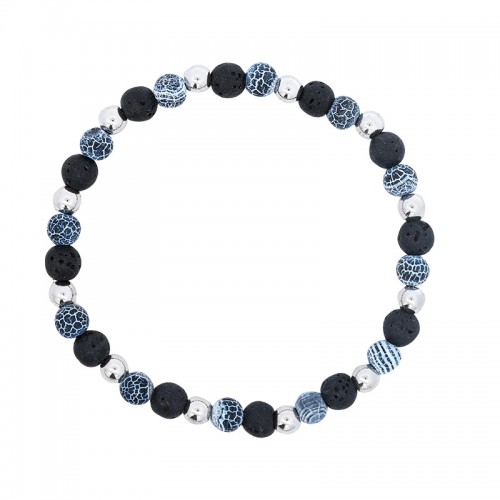 BRACCIALE UOMO ELASTICO CON PERLINE IN PIETRA - DS24248B535