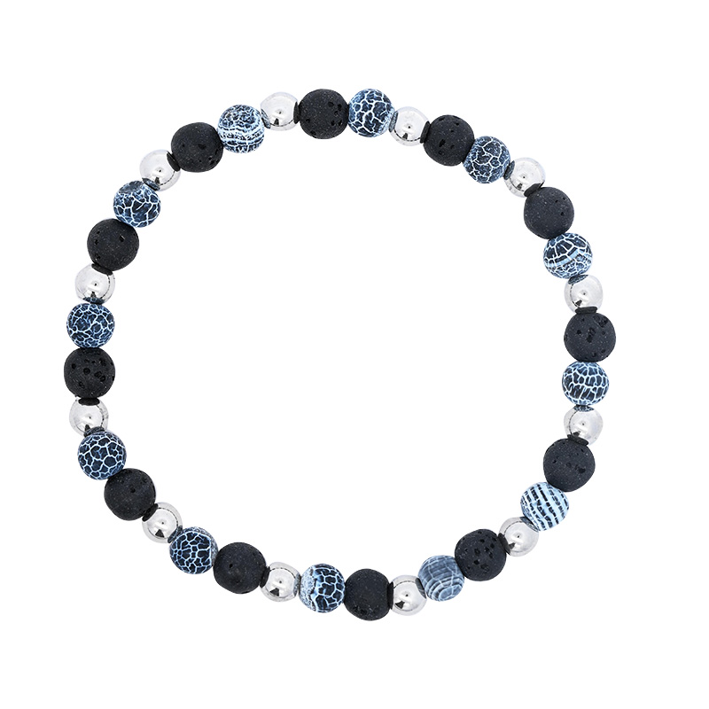 BRACCIALE UOMO ELASTICO CON PERLINE IN PIETRA - DS24248B535 BRACCIALE UOMO ELASTICO CON PERLINE IN PIETRA - DS24248B535
