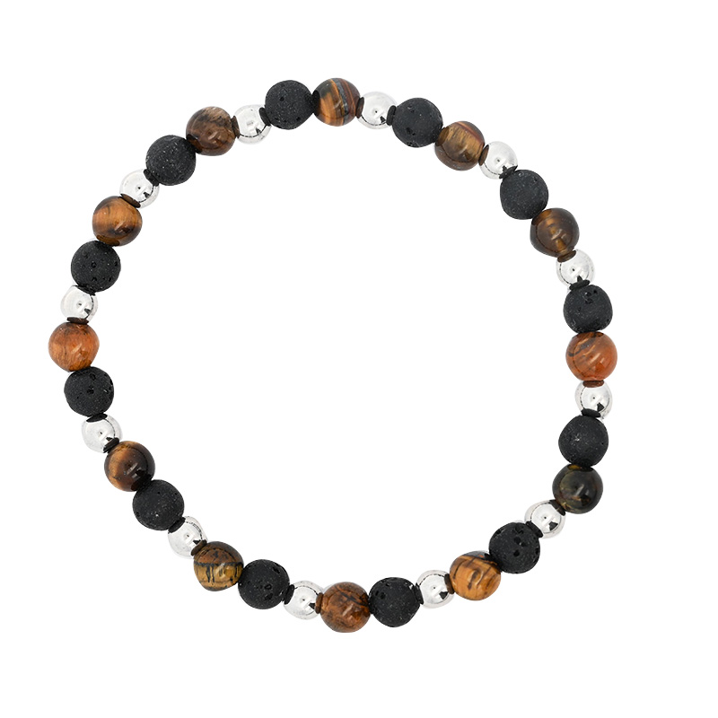 BRACCIALE UOMO ELASTICO CON PERLINE IN PIETRA - DS24248B535 BRACCIALE UOMO ELASTICO CON PERLINE IN PIETRA - DS24248B535
