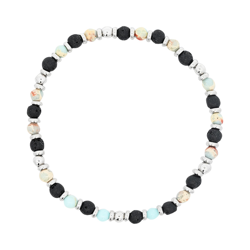 BRACCIALE UOMO ELASTICO CON PERLINE IN PIETRA - DS24256B538 BRACCIALE UOMO ELASTICO CON PERLINE IN PIETRA - DS24256B538