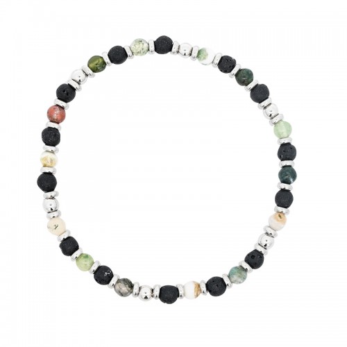BRACCIALE UOMO ELASTICO CON PERLINE IN PIETRA - DS24256B538