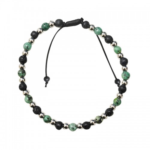 BRACCIALE UOMO REGOLABILE CON PERLINE IN PIETRA - DS2428B540