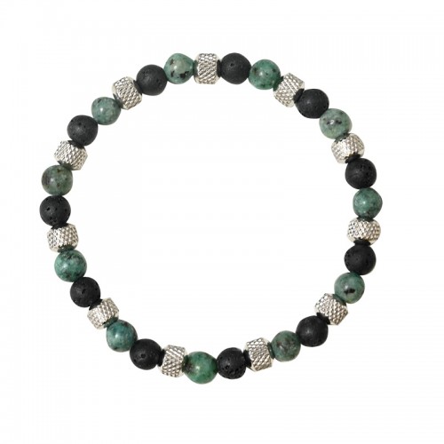 BRACCIALE UOMO ELASTICO CON PERLINE IN PIETRA - DS24304B541