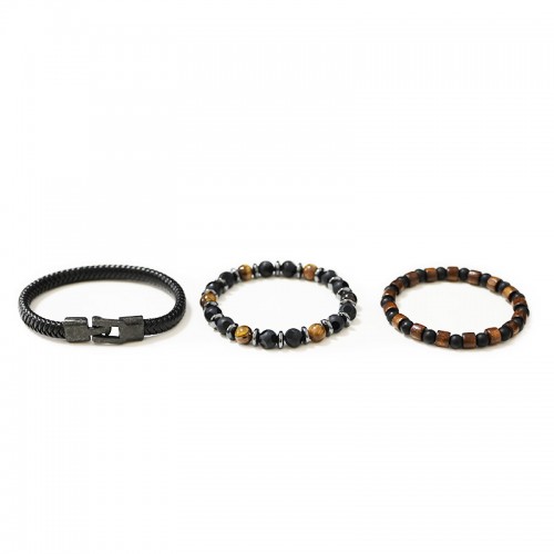 SET DI 3 BRACCIALI DA UOMO CON PIETRE - DS2444B917