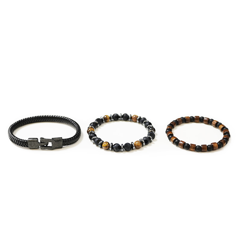 SET DI 3 BRACCIALI DA UOMO CON PIETRE - DS2444B917