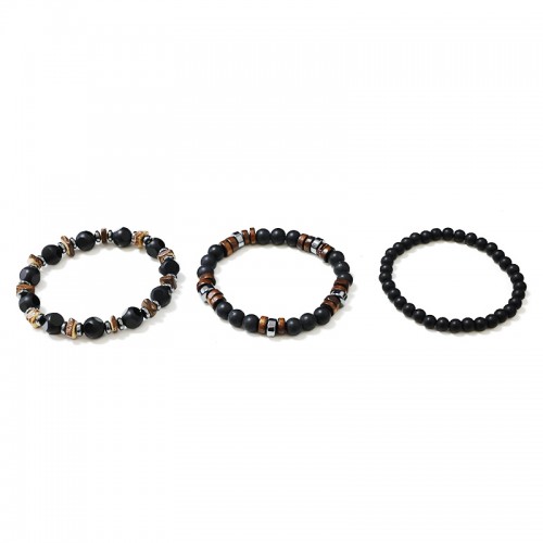 SET DI 3 BRACCIALI ELASTICI DA UOMO CON PIETRE - DS2444B918