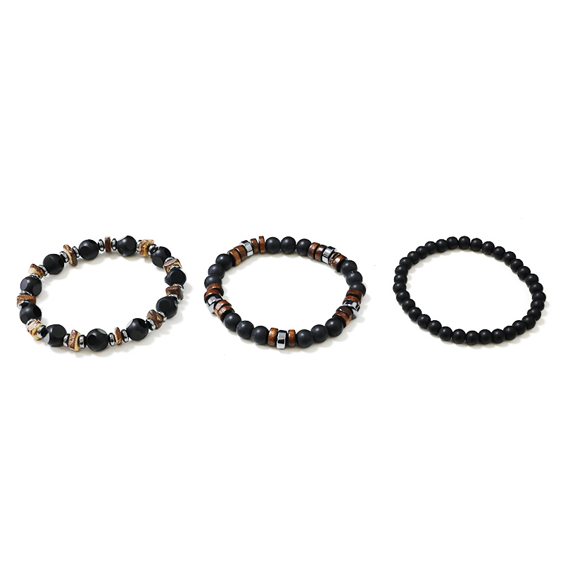 SET DI 3 BRACCIALI ELASTICI DA UOMO CON PIETRE - DS2444B918