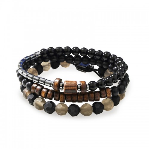 SET DI 3 BRACCIALI DA UOMO CON PIETRE - DS2444B919