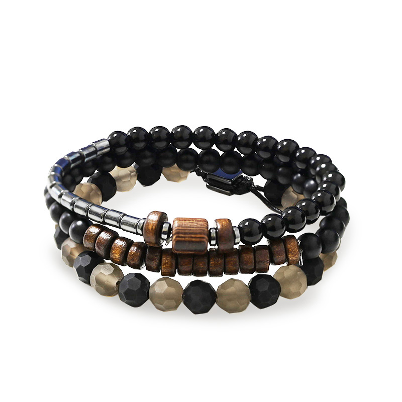 SET DI 3 BRACCIALI DA UOMO CON PIETRE - DS2444B919