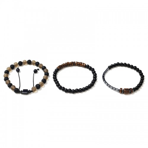 SET DI 3 BRACCIALI DA UOMO CON PIETRE - DS2444B919