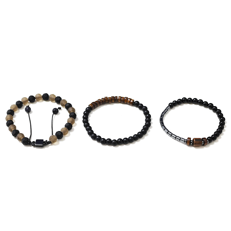 SET DI 3 BRACCIALI DA UOMO CON PIETRE - DS2444B919