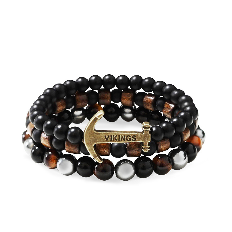 SET DI 3 BRACCIALI ELASTICI DA UOMO CON PIETRE - DS2444B920