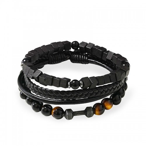 SET DI 3 BRACCIALI DA UOMO CON PIETRE - DS2444B923