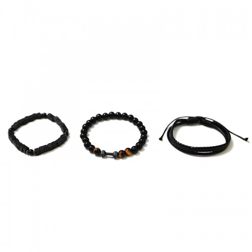 SET DI 3 BRACCIALI DA UOMO CON PIETRE - DS2444B923