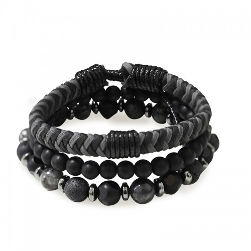 SET DI 3 BRACCIALI DA UOMO CON PIETRE - DS2444B925