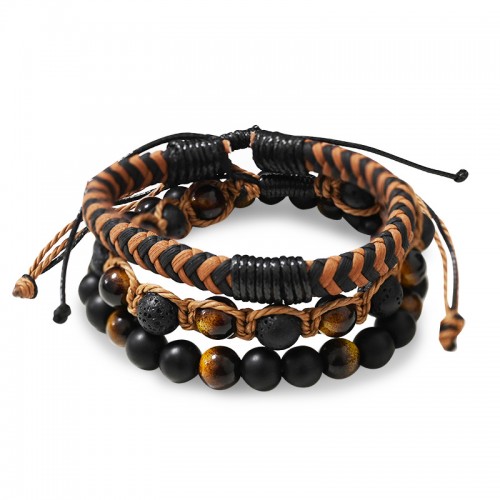 SET DI 3 BRACCIALI DA UOMO CON PIETRE - DS2444B928