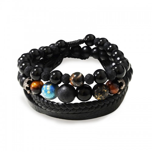 SET DI 3 BRACCIALI DA UOMO CON PIETRE - DS2444B929