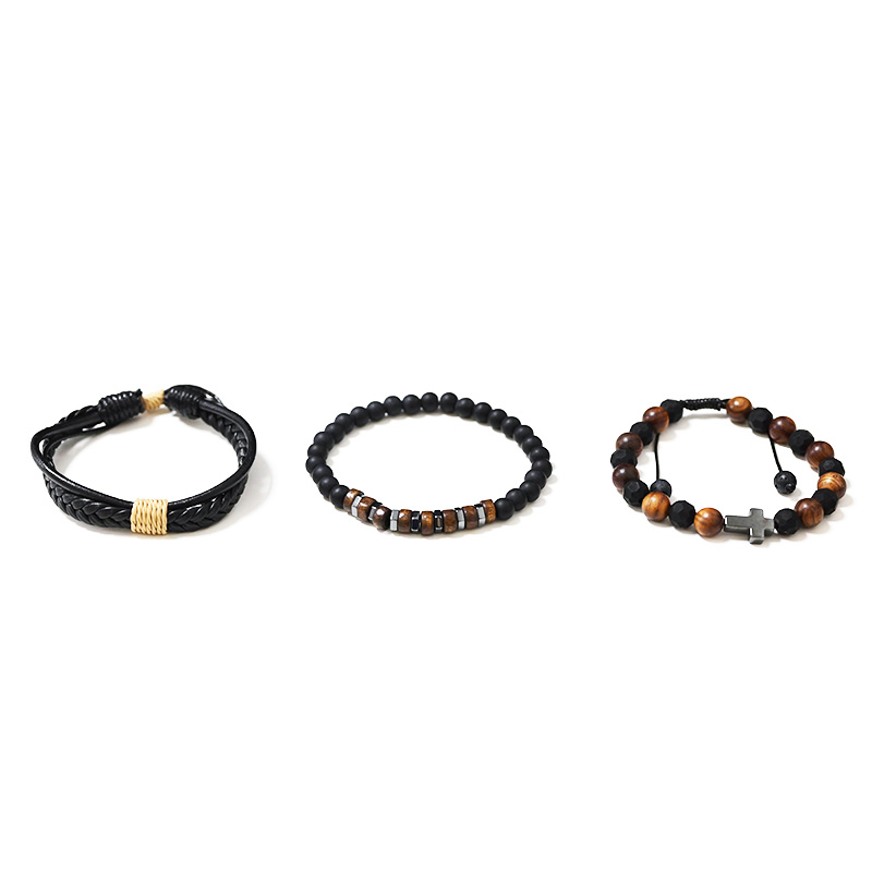 SET DI 3 BRACCIALI DA UOMO CON PIETRE - DS2444B934
