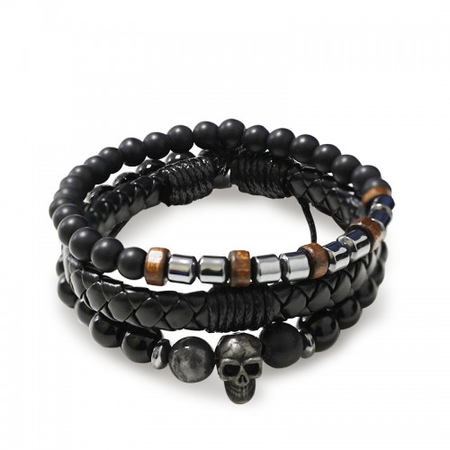 SET DI 3 BRACCIALI DA UOMO CON PIETRE - DS2444B935