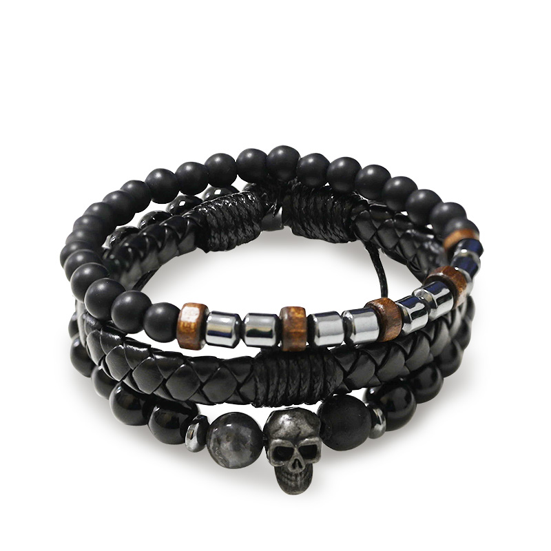 SET DI 3 BRACCIALI DA UOMO CON PIETRE - DS2444B935