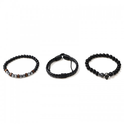 SET DI 3 BRACCIALI DA UOMO CON PIETRE - DS2444B935