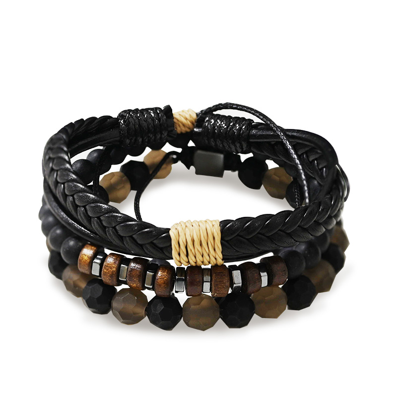 SET DI 3 BRACCIALI DA UOMO CON PIETRE - DS2444B936