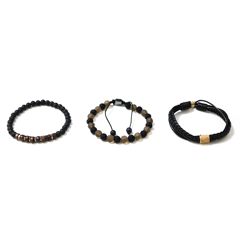 SET DI 3 BRACCIALI DA UOMO CON PIETRE - DS2444B936