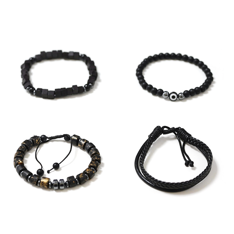 SET DI 4 BRACCIALI DA UOMO CON PIETRE - DS2444B937