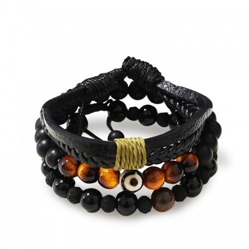 SET DI 3 BRACCIALI DA UOMO CON PIETRE - DS2444B938