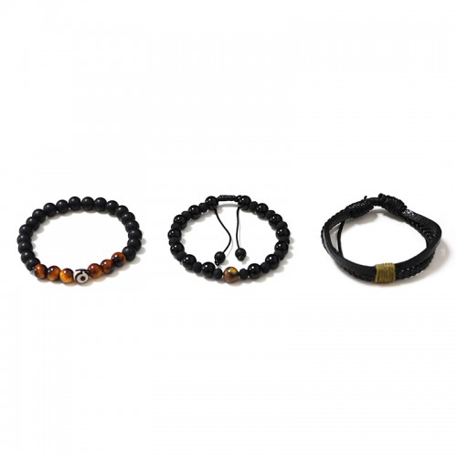 SET DI 3 BRACCIALI DA UOMO CON PIETRE - DS2444B938