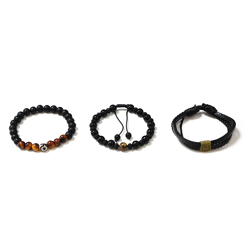 SET DI 3 BRACCIALI DA UOMO CON PIETRE - DS2444B938